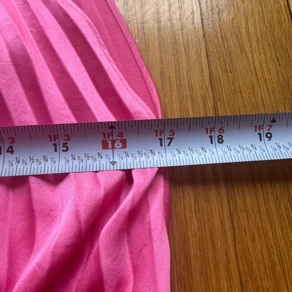 A.L.C. Size 6 Pink Satin Renzo Sleeveless Pleated Smocked Blouson Midi Dress - Picture 14 of 16